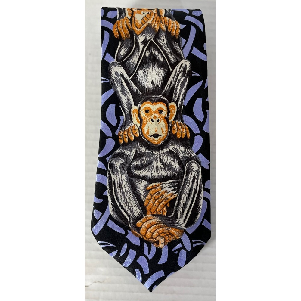 Marco Polo Italian Style Men's Necktie Tie Purple Animal Print - Picture 3 of 6